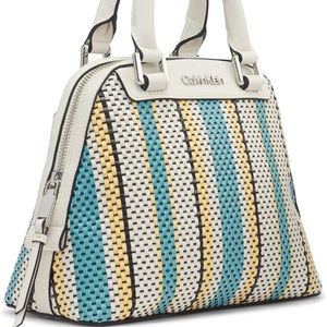 Calvin Klein Small Clara Waq Mini Satchel Crossbody Textured Vegan Leather Boho